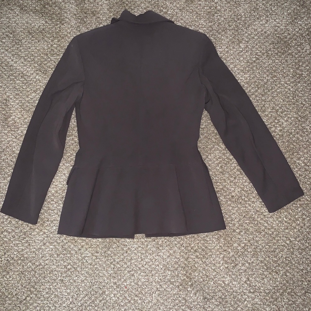 ANN TJIAN FOR KENAR PETITES BLAZER WOMEN'S SZ 6P HIDDEN BUTTONS BROWN LINED